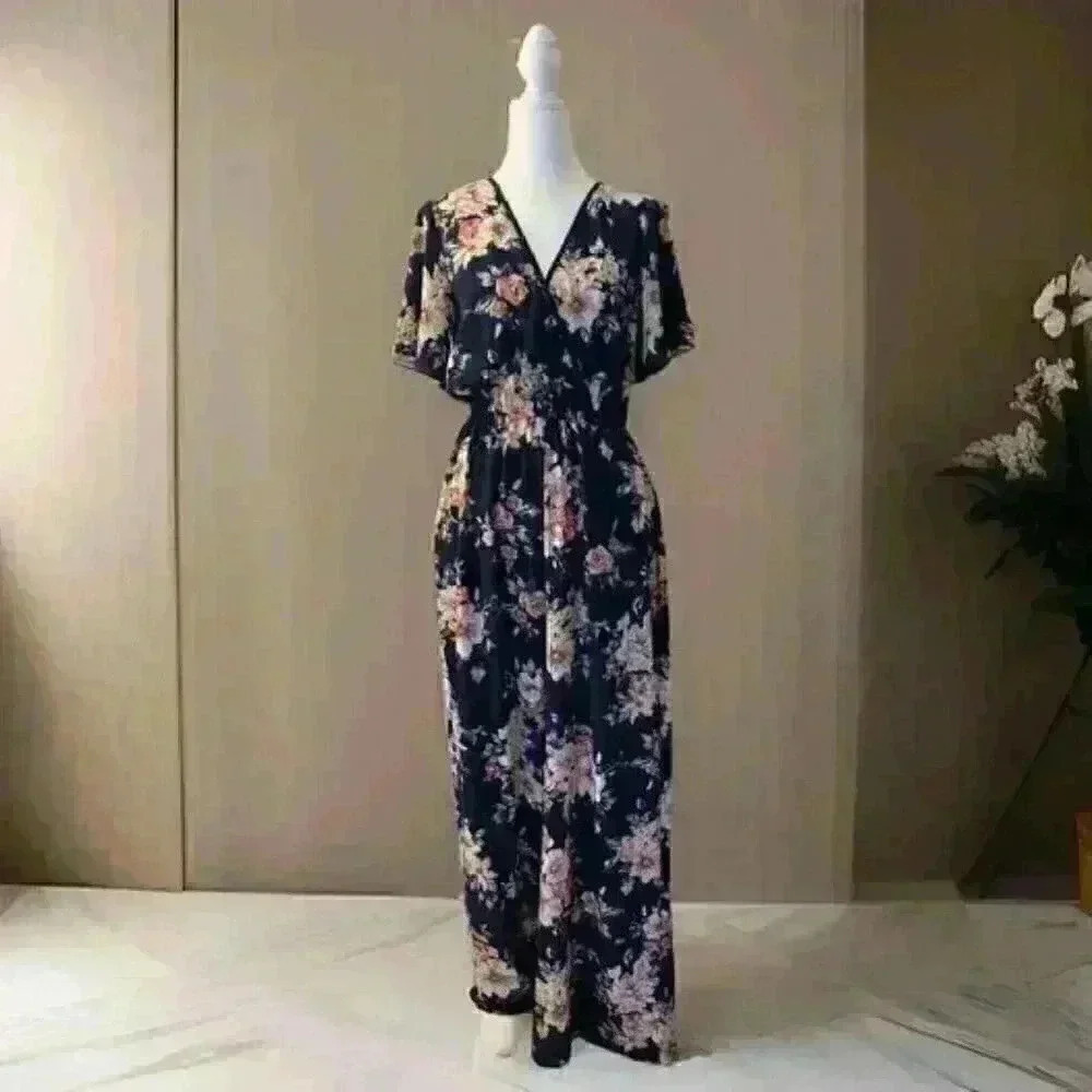 Blue/Pink Floral Romper - Picture 1 of 4